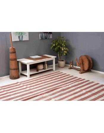 Vintage Orange & White Kilim Rug - 7`5″ x 10`2″