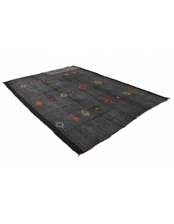 Vintage Large Gray Kilim Rug - 7`6″ x 9`7″