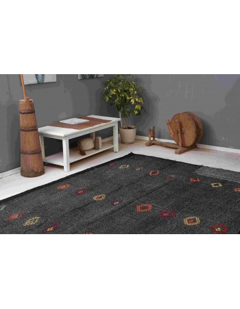 Vintage Large Gray Kilim Rug - 7`6″ x 9`7″