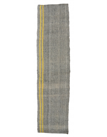 Gray & Yellow Vintage Kilim Runner - 2`6″ x 14`3″