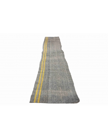 Gray & Yellow Vintage Kilim Runner - 2`6″ x 14`3″