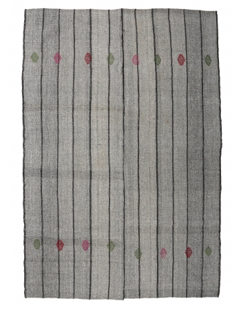 Gray Vintage Turkish Modern Kilim - 6`9″ x 9`8″