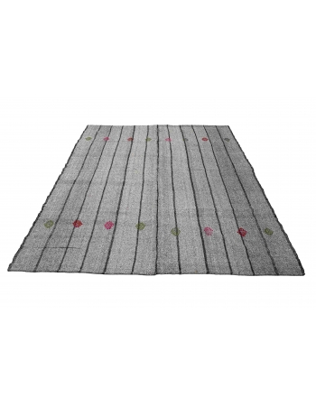 Gray Vintage Turkish Modern Kilim - 6`9″ x 9`8″