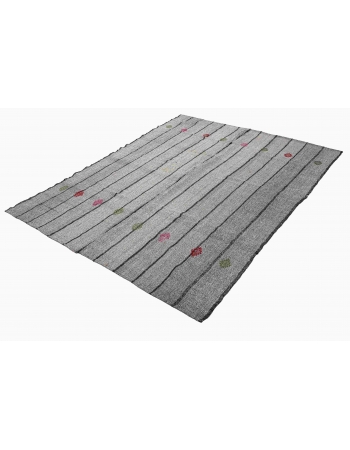 Gray Vintage Turkish Modern Kilim - 6`9″ x 9`8″
