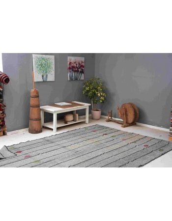 Gray Vintage Turkish Modern Kilim - 6`9″ x 9`8″