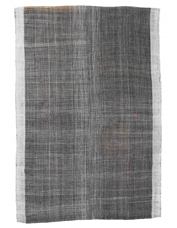Brown & Gray Vintage Modern Kilim Rug - 6`9″ x 9`10″