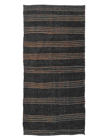 Brown Vintage Striped Kilim Rug - 4`4″ x 9`0″