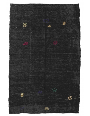 Dark Brown Vintage Kilim Rug - 5`5″ x 8`8″