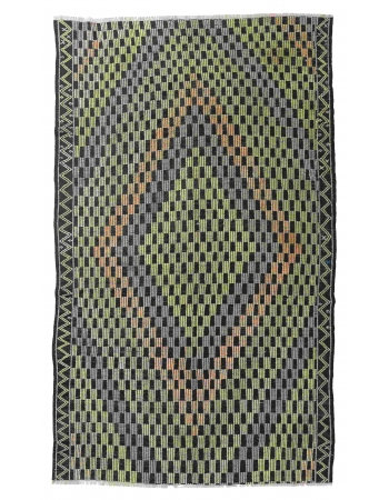 Embroidered Vintage Kilim Rug - 5`9″ x 8`7″