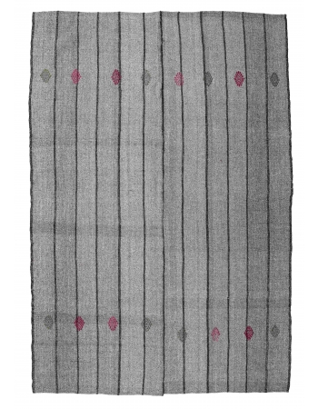 Gray Vintage Turkish Modern Kilim - 6`9″ x 9`8″