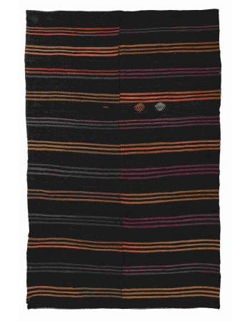 Large Vintage Brown & Orange Kilim Rug - 8`4″ x 12`10″