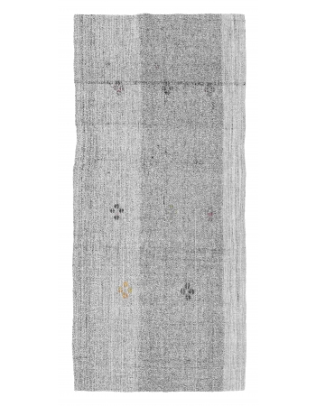 Small Vintage Gray Kilim Rug - 3`0″ x 6`0″