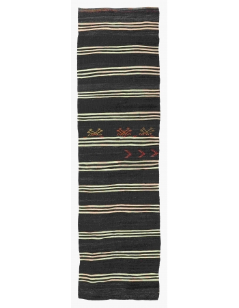 Striped Vintage Decorative Kilim Runner - 3`5″ x 13`3″