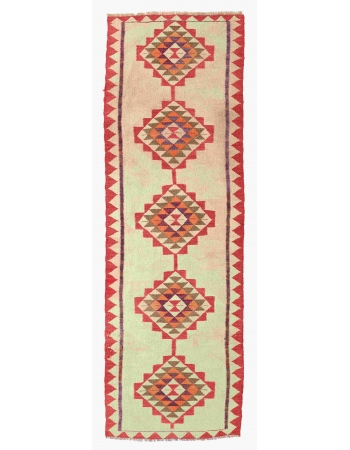 Vintage Decorative Kilim Runner - 3`3″ x 10`6″