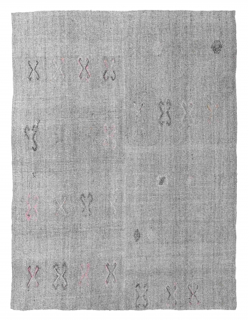 Vintage Gray Modern Kilim Rug - 6`5″ x 8`1″