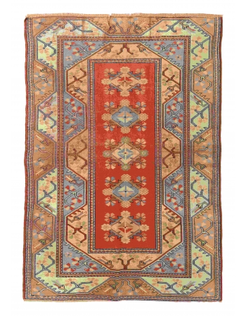 Vintage Turkish Milas Carpet - 5`1″ x 7`7″