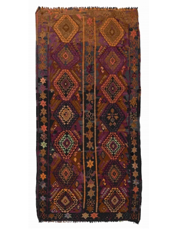 Vintage Unique Kars Kilim Rug - 5`1″ x 10`6″