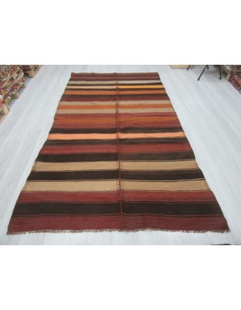 Striped vintage Turkish kilim area rug