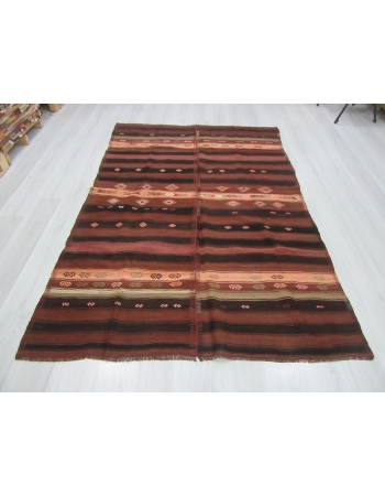 Striped vintage Turkish kilim rug