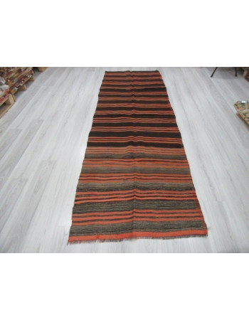 Black Orange Striped Kilim Runner