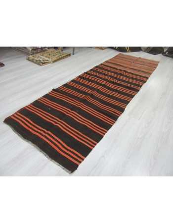 Black Orange Striped Kilim Runner