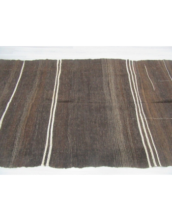 Vintage White striped brown unique kilim rug