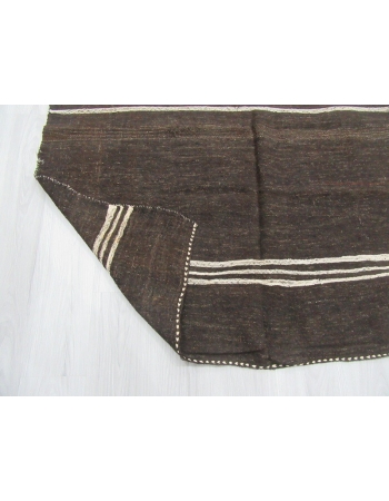 Vintage White striped brown unique kilim rug