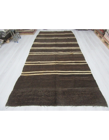Vintage White striped Goat Hair kilim rug