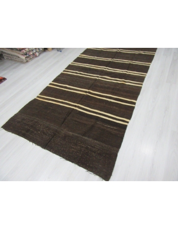 Vintage White striped Goat Hair kilim rug