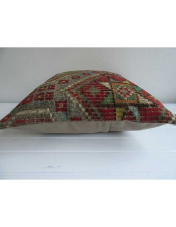 Embroidered vintage kilim cushion cover