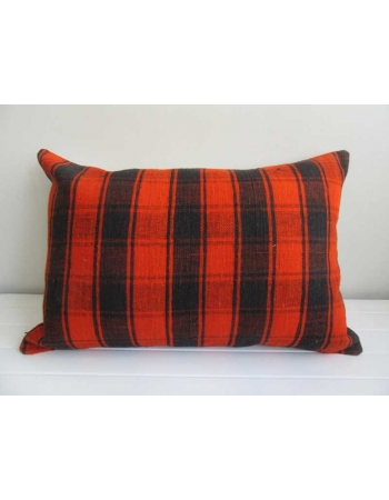 Orange and black decorative vintage Turkish kilim pillow cover