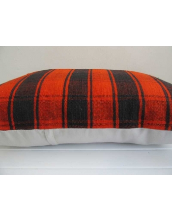 Orange and black decorative vintage Turkish kilim pillow cover