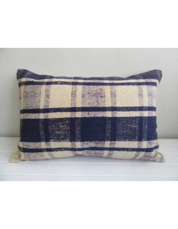 Navy blue white decorative Turkish kilim pillow cover