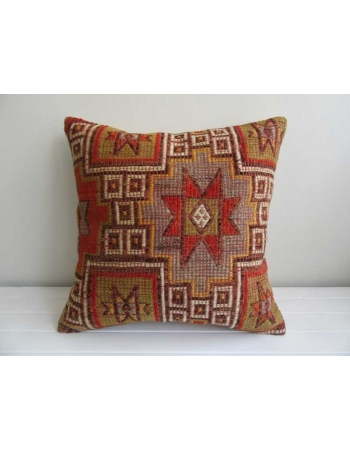 Star designed vintage embroidered Turkish kilim pillow