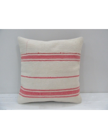 Striped Coral / White Kilim Cushion Cover