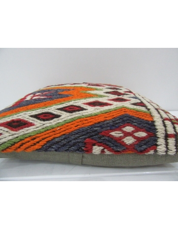 Embroidered Unique Vintage Kilim Pillow