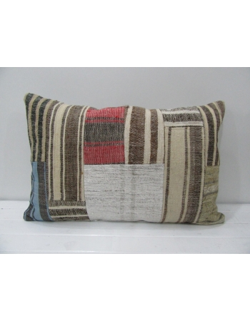 Gray / Red Vintage Kilim Patchwork Pillow