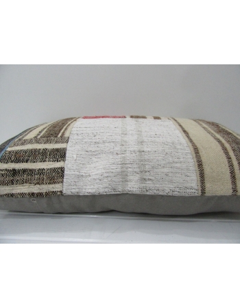 Gray / Red Vintage Kilim Patchwork Pillow