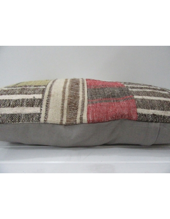 Red / Gray Kilim Patchwork Pillow