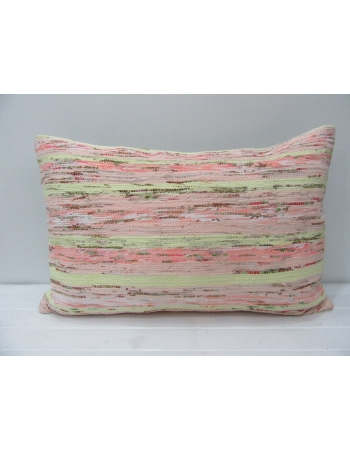 Coral & Green Striped Vintage Kilim Pillow