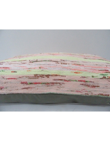 Coral & Green Striped Vintage Kilim Pillow