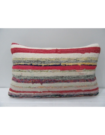 Coral & White Vintage Striped Pillow