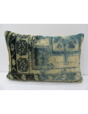 Beige & Navy Blue Decorative Handmade Pillow