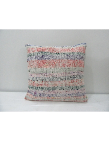 Coral / Green Striped Kilim Pillow