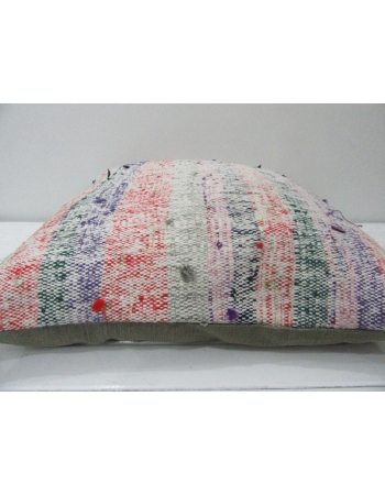 Coral / Green Striped Kilim Pillow
