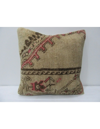 Coral & Brown & Tan Vintage Handmade Pillow