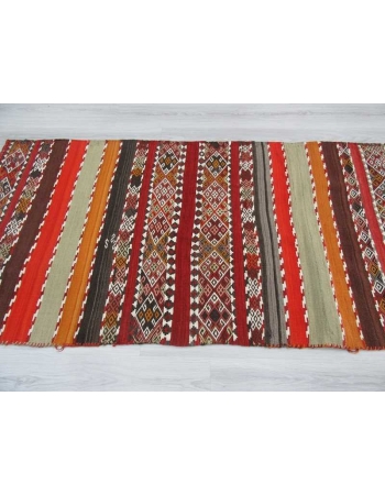 Antique striped embroidered Turkish kilim rug