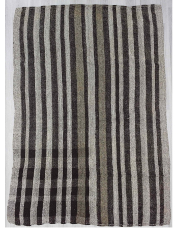 Black / Gray Striped Vintage Kilim Rug