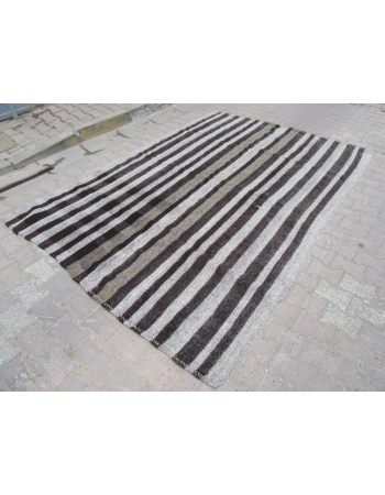 Black / Gray Striped Vintage Kilim Rug