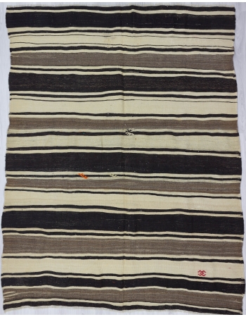 Black / Gray /White Striped Kilim Rug